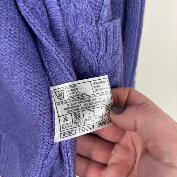 Honor Millburn Purple Cable Knit Zip Cardigan UK M (14-16) Preppy Cottagecore - Picture 5 of 13